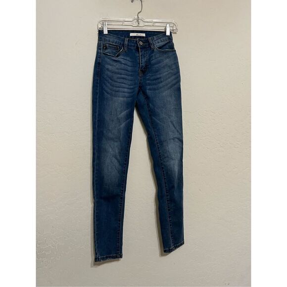 KanCan Jeans 3/25Mid Rise Skinny Slim Stretch Whiskered Blue KC11214LGH - Picture 1 of 3